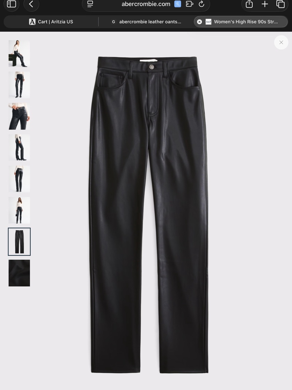 Abercrombie & Fitch Men's Black Faux Leather Straight Jeans
